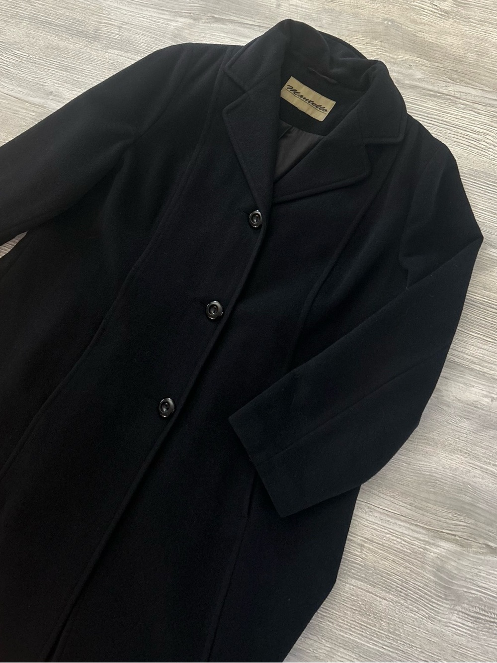 Y2K Mantello Women's Wool Angora Blend Maxi Longline Dress Coat Black 14W